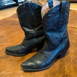 Vintage! Ariat Dixie Black Mid-Calf Cowgirl Boot w Lacing Detail